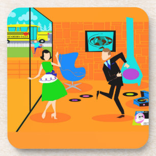 Happy Retro Parents Cork Coasters