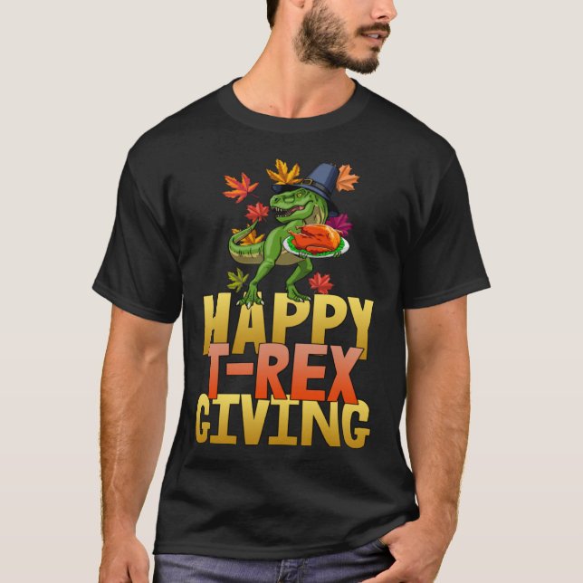 Happy Rex Giving  Women Rex Thankgiving Foodie T-Shirt (Front)
