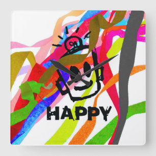 HAPPY Ribbons Wall Clock