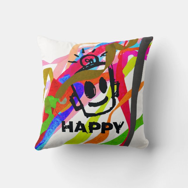 HAPPY Ribbons Wall Clock Cushion (Back)