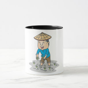 Happy Rice Paddy Farmer Mug