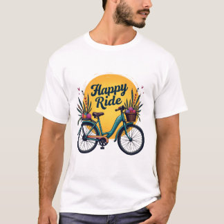 "Happy Ride" - Vintage Bicycle Art T-Shirt
