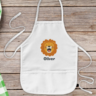 Happy Roaring Lion Face – Cute Jungle Animal Kids Apron