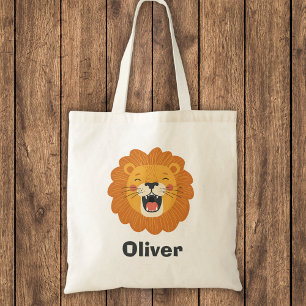 Happy Roaring Lion Face – Cute Jungle Animal Tote Bag
