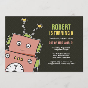 Happy Robot Birthday Party Invitations