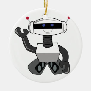 Happy Robot Ceramic Ornament
