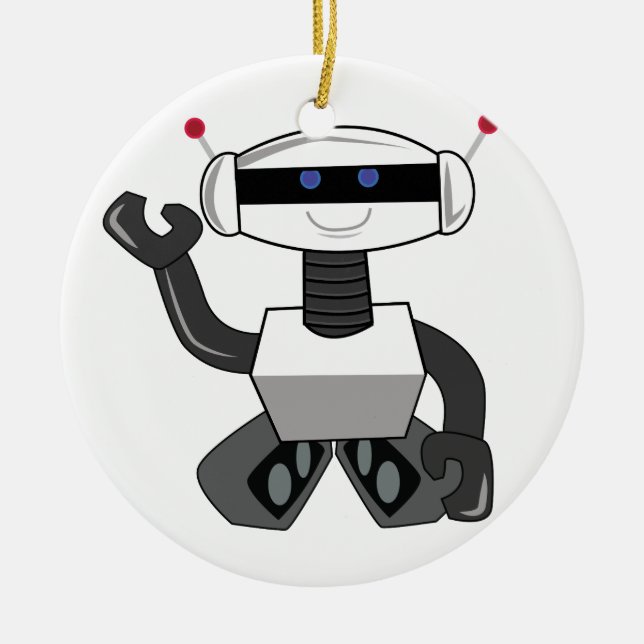 Happy Robot Ceramic Ornament (Front)