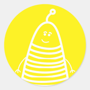 Happy Robot emotion sticker! Classic Round Sticker