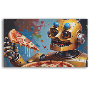 happy robot pizzeria with qr code loyalty card