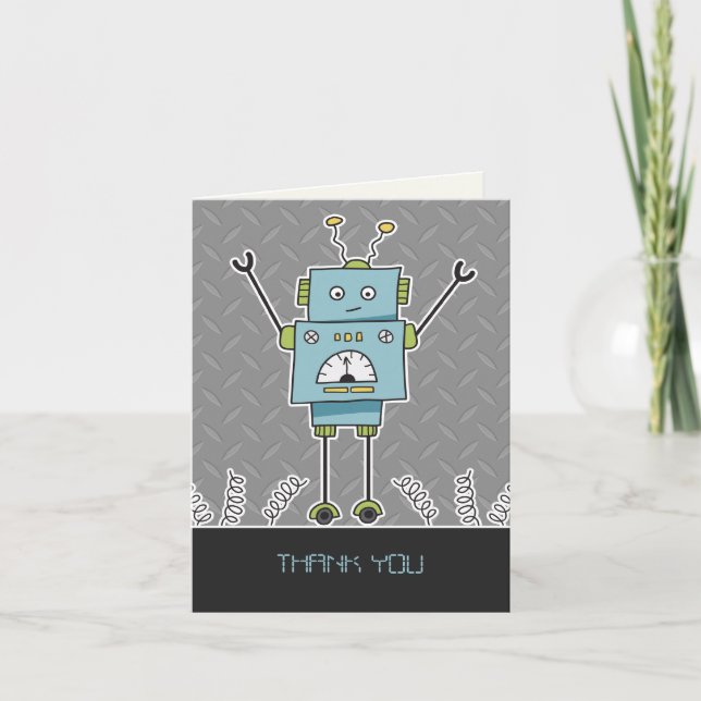 Happy Robot & Springs Thank You Note Card (Front)