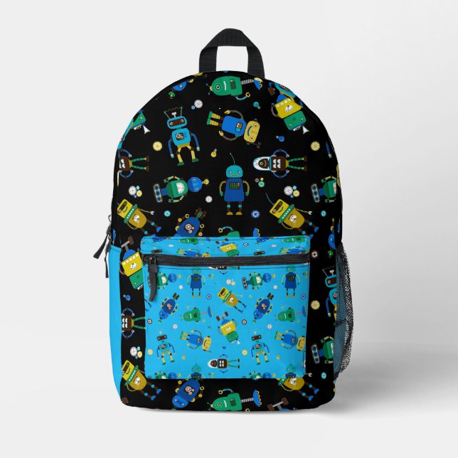 Happy Robots  Printed Backpack (Front)