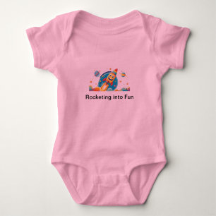 Happy Rocket Blasting Off Baby Bodysuit