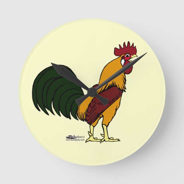 Happy Rooster Round Clock (Front)