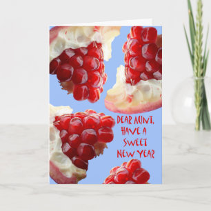 Happy Rosh Hashanah for Aunt, Pomegranate Pieces Holiday Card