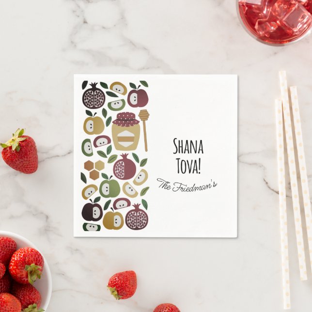 Happy Rosh Hashanah Fun Icons Shanah Tova Name Napkin (Insitu)