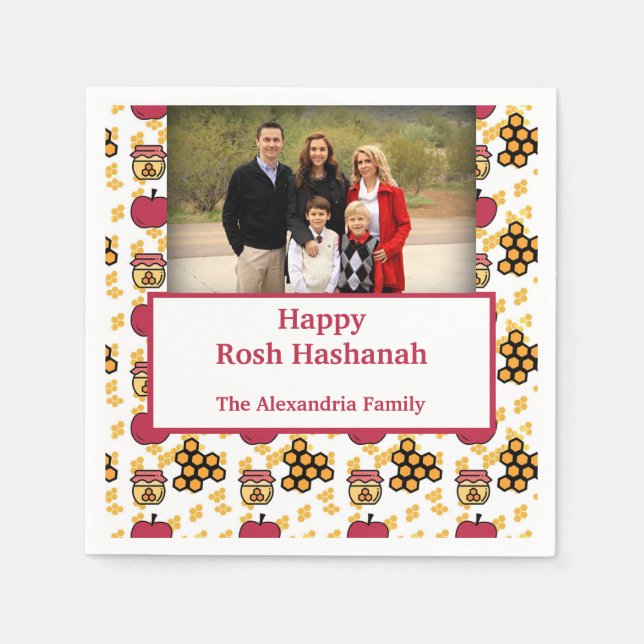Happy Rosh Hashanah Jewish New Year custom photo Napkin (Front)