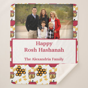 Happy Rosh Hashanah Jewish New Year custom photo Sherpa Blanket