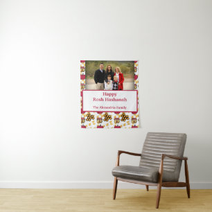 Happy Rosh Hashanah Jewish New Year custom photo Tapestry