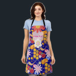 Happy Rosh Hashanah Jewish New Year Floral Pattern Apron<br><div class="desc">"Happy Rosh Hashanah" Lettering "L'Shana Tova" Jewish New Year Holiday Wishes "Shanah Tovah U’Metukah! May your year be sweet and good." symbols card. Torah, Honey and apple, shofar, pomegranate, star of David, Flowers, Honeycomb, Challah, hallah bread, wine, Rosh Hashana traditional fruits autumn season, Shanah Tovah festival Party decoration, sukkot event....</div>