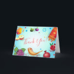 Happy Rosh Hashanah Jewish New Year Honey & Apple Thank You Card<br><div class="desc">Happy Rosh Hashanah Jewish New Year Holiday Honey and Apple symbols card. Torah,  Honey and apple,  shofar,  pomegranate,  star of David,  Rosh hashana traditional fruits,  autumn,  sukkot. Judaica. Hand Drawn. Include - Custom Text Template. Invitations & Stationery > Greeting Cards - Thank You!,  seasonal,  Shana Tova</div>