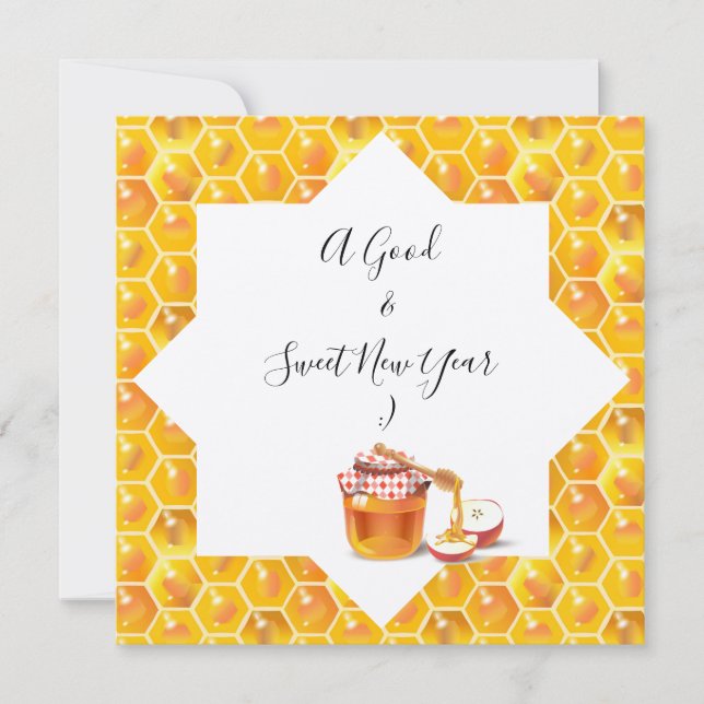 Happy Rosh Hashanah Jewish New Year Honey & Apple Thank You Card (Front)