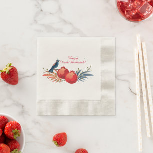 Happy Rosh Hashanah Jewish New Year Pomegranates Napkin