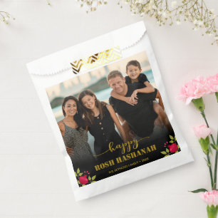 Happy Rosh Hashanah Luxury Gold Script Photo Favour Bag