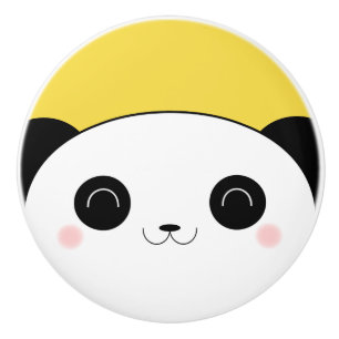 Happy Rosy Cheeked Kawaii Panda Face Ceramic Knob