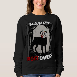 Happy Rottoween  Rottweiler In Hockey Mask Hallowe Sweatshirt