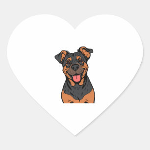 Happy Rottweiler Cartoon � Cute and Friendly Dog Heart Sticker