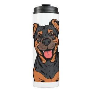 Happy Rottweiler Cartoon – Cute and Friendly Dog Thermal Tumbler