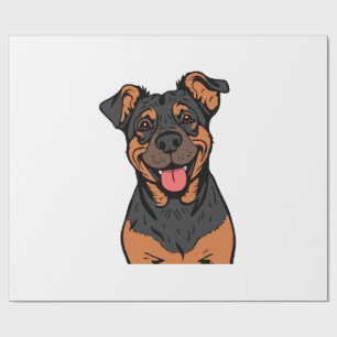 Happy Rottweiler Cartoon � Cute and Friendly Dog Wrapping Paper