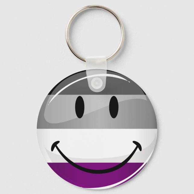 Happy Round Asexual Flag Key Ring (Front)