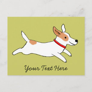 Happy Running Jack Russell Terrier Cartoon Dog Postcard