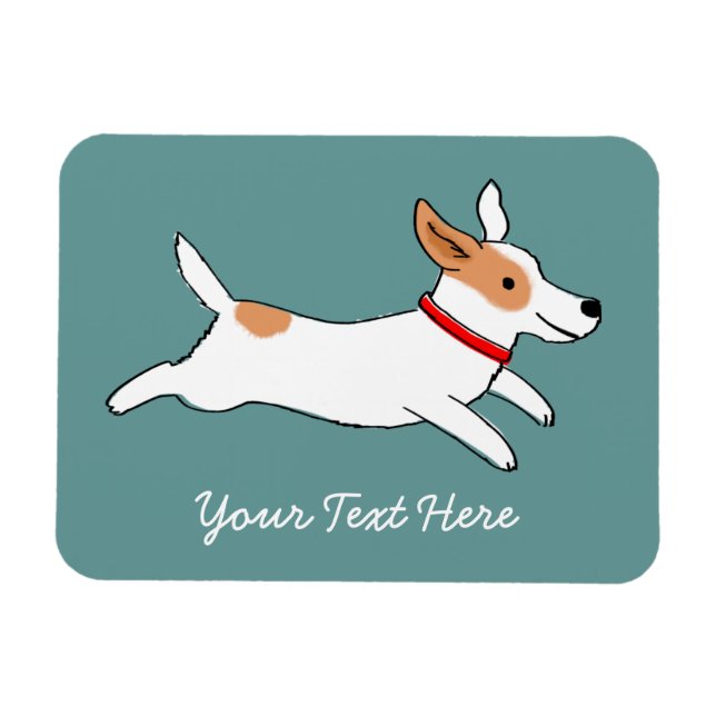 Happy Running Jack Russell Terrier - Custom Text Magnet (Horizontal)