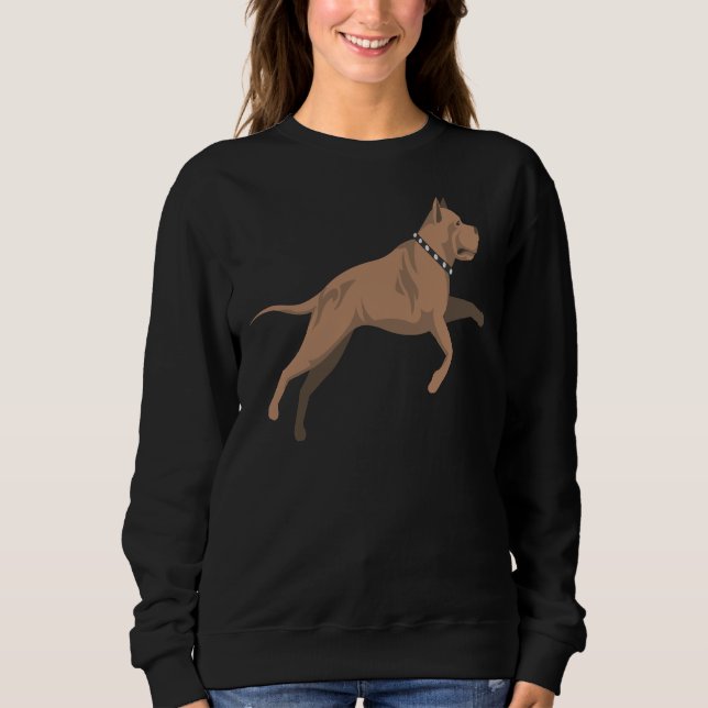 Happy Running Pitbull Dog Sweatshirt (Front)