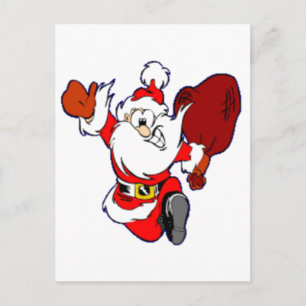 Happy Running Santa Holiday Postcard