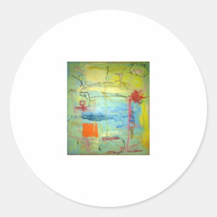 Happy Sad Face Abstract Jeff Hankamer Artjunkhaus Classic Round Sticker