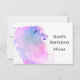Happy Safari Chic Lion Birthday Card