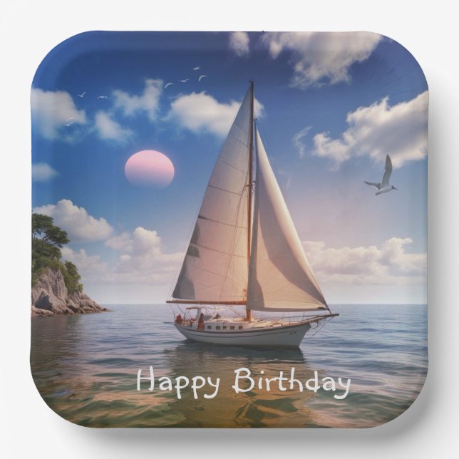 Happy Sailing  Paper Plate (Front)