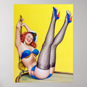 Happy Sailor Pin Up Poster