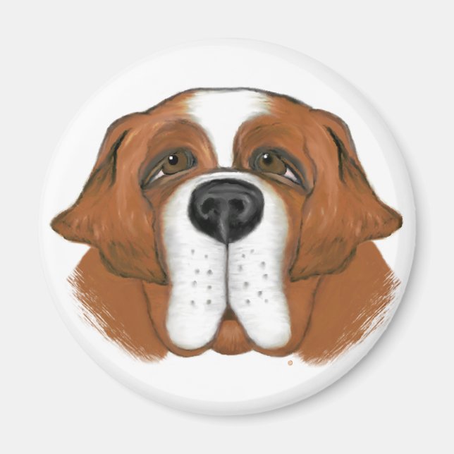 Happy Saint  Bernard Magnet (Front)