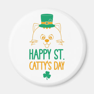 Happy Saint Catty’s Day - Cute Cat Leprechaun Magnet