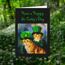 Happy Saint Catty's Day Festive Cats in Green Hats