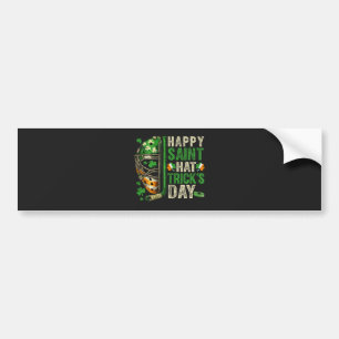Happy Saint Hat Trick Ice Hockey Player Bumper Sticker