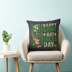 Happy Saint Hat Trick Ice Hockey Player Cushion