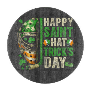 Happy Saint Hat Trick Ice Hockey Player Cutting Board