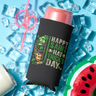 Happy Saint Hat Trick Ice Hockey Player Seltzer Can Cooler
