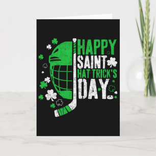 Happy Saint Hat Trick's Day Funny Ice Hockey St Pa Card