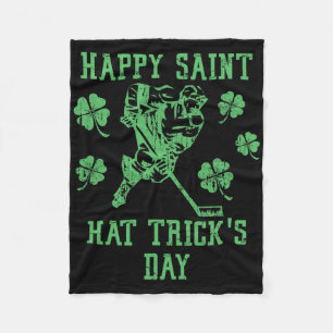 Happy Saint Hat Tricks Day Funny St Patrick's Day  Fleece Blanket